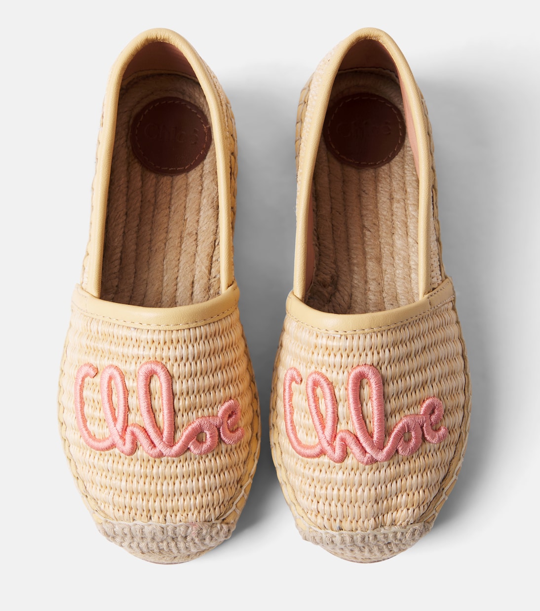 Logo embroidered raffia espadrilles | Chloé Kids