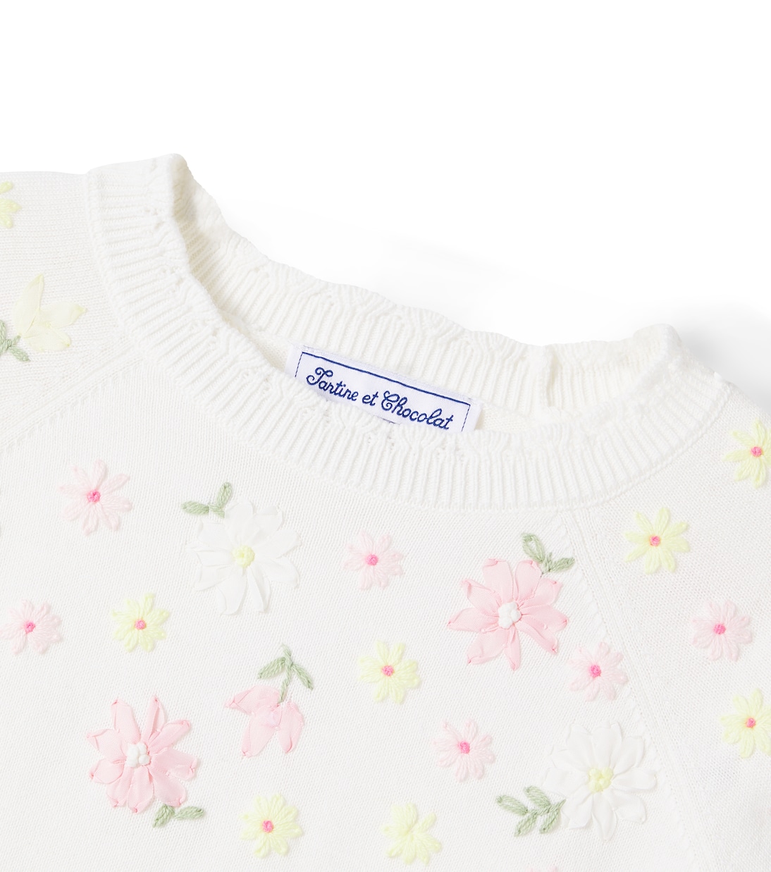Embroidered floral cotton sweater | Tartine et Chocolat