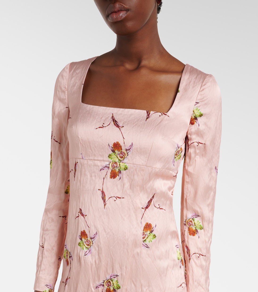 Abito midi Renne in raso con stampa floreale | Emilia Wickstead