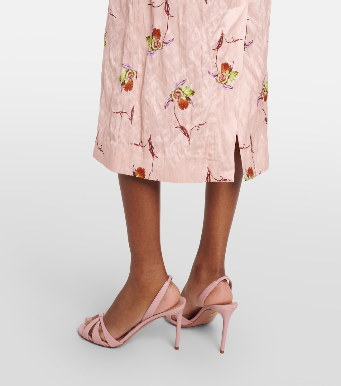 Abito midi Renne in raso con stampa floreale | Emilia Wickstead