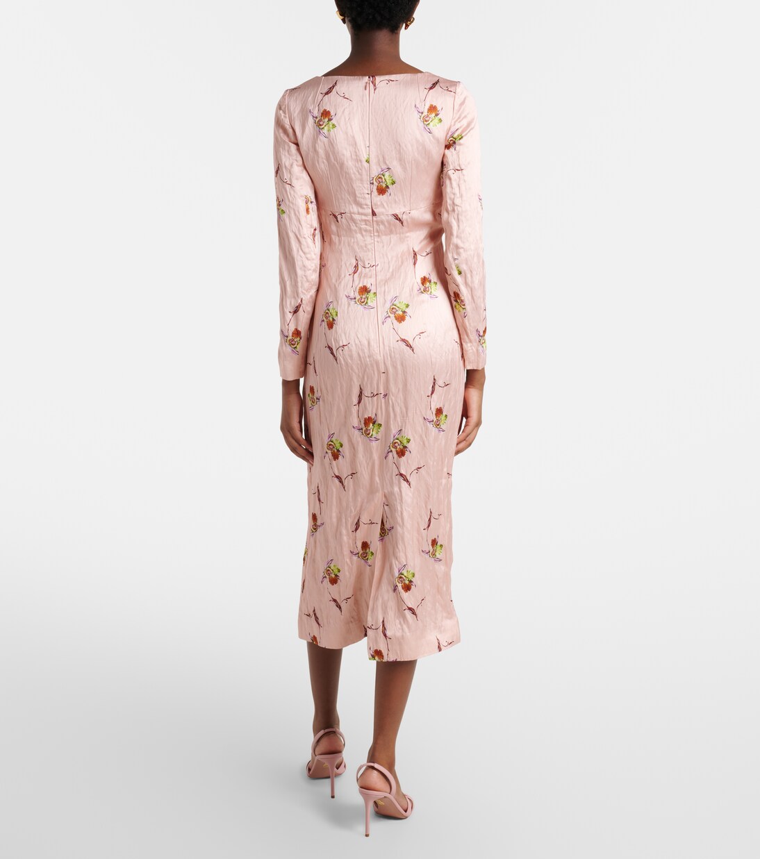 Abito midi Renne in raso con stampa floreale | Emilia Wickstead