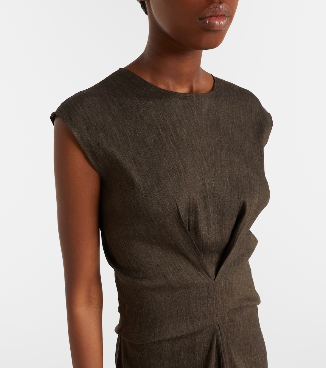 Vestido midi White Label Miranda en mezcla de lino | Proenza Schouler