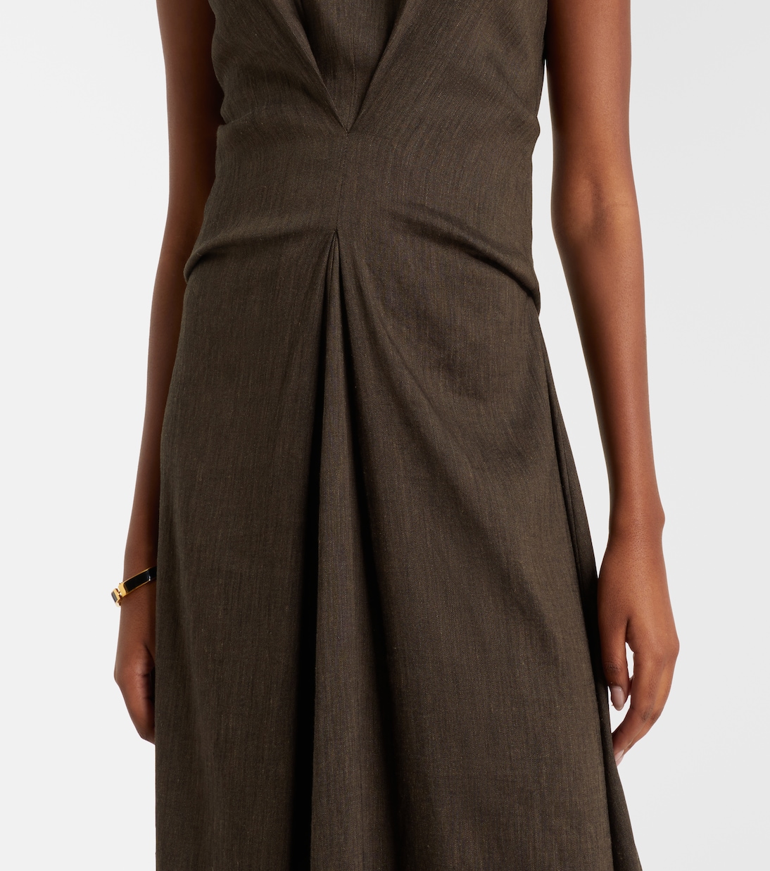 Vestido midi White Label Miranda en mezcla de lino | Proenza Schouler