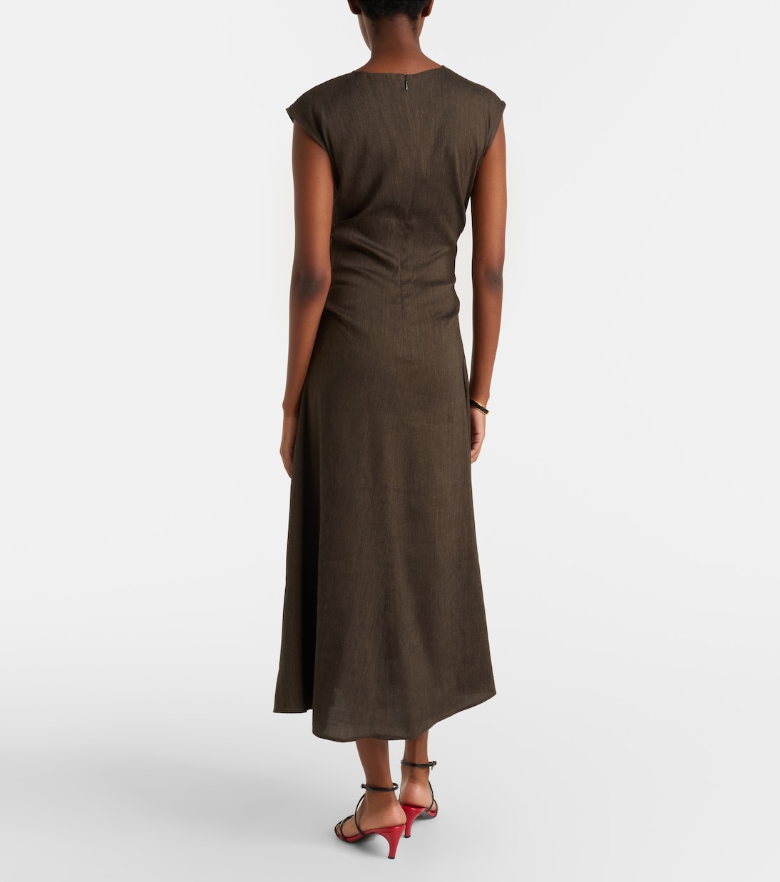 Vestido midi White Label Miranda en mezcla de lino | Proenza Schouler