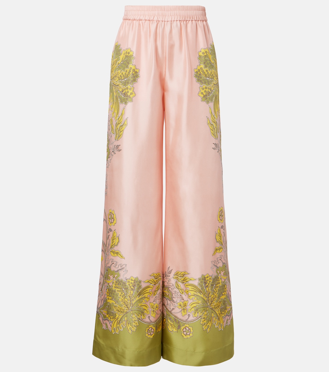 Pantalones palazzo de sarga de seda florales | La DoubleJ