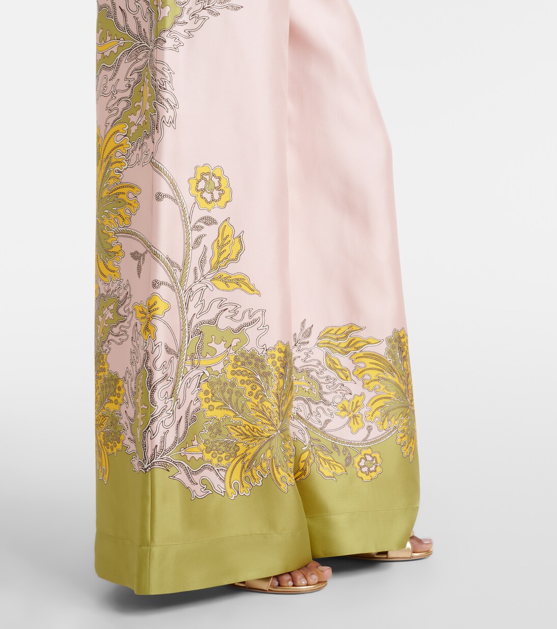 Pantalones palazzo de sarga de seda florales | La DoubleJ