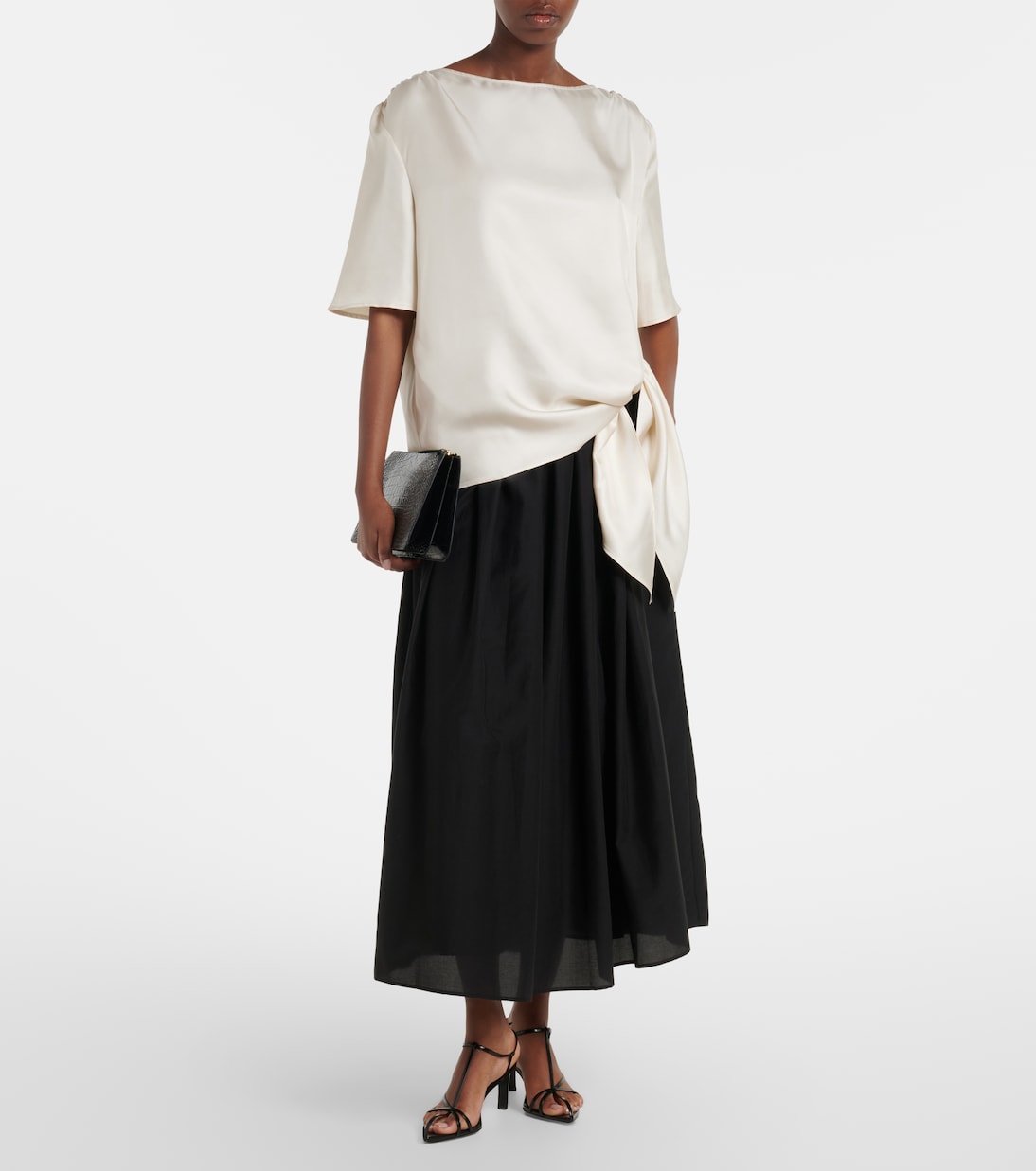 Naya gathered cotton and silk maxi skirt | Loulou de Saison