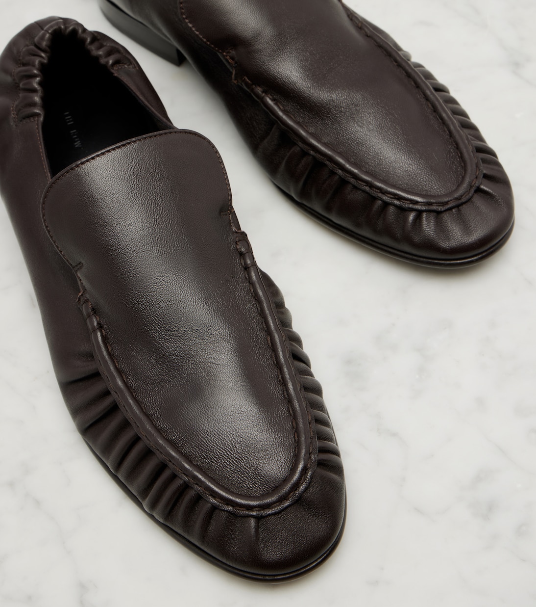 Soft ruched leather loafers | The Row