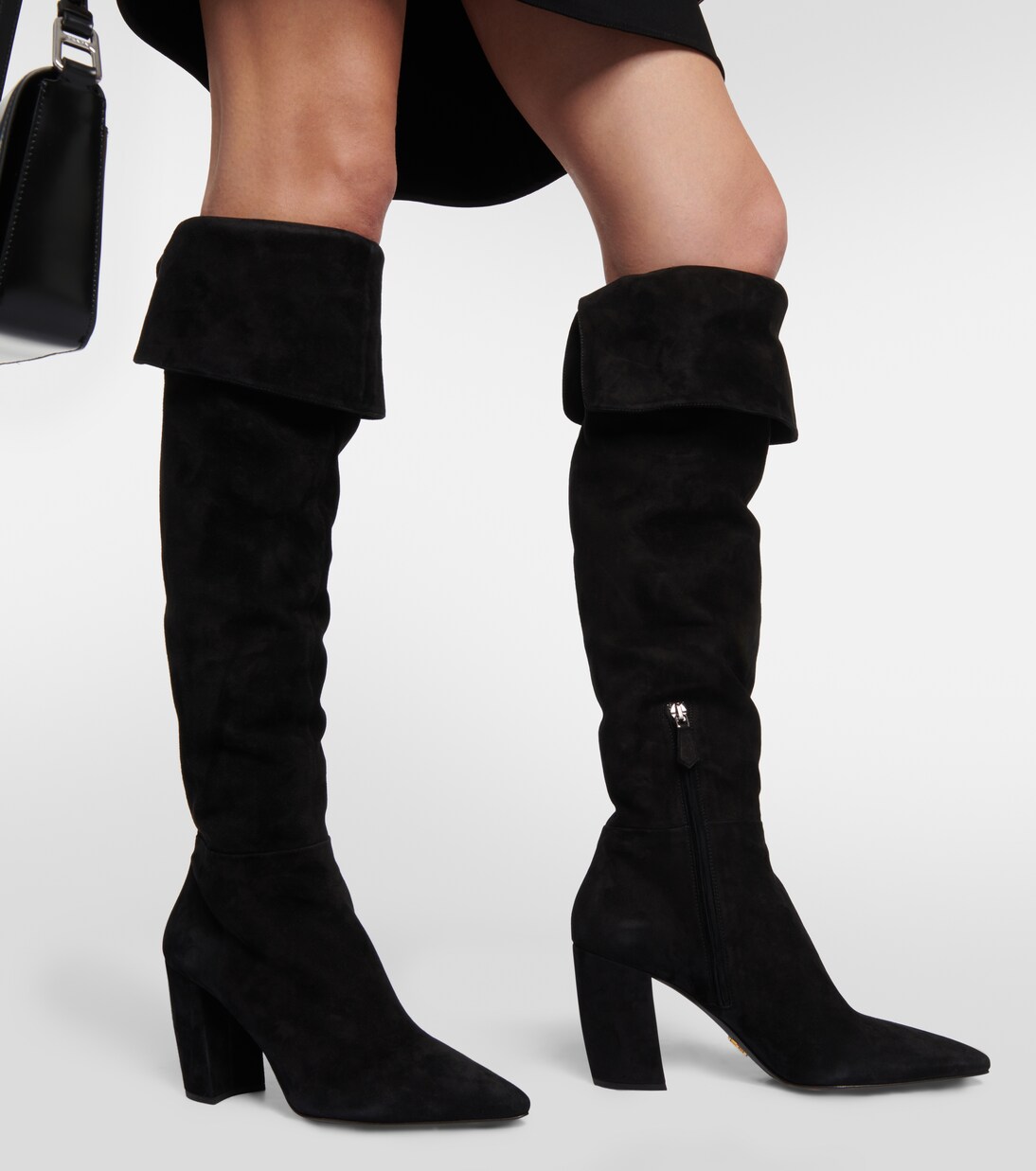 Suede over-the-knee boots | Prada