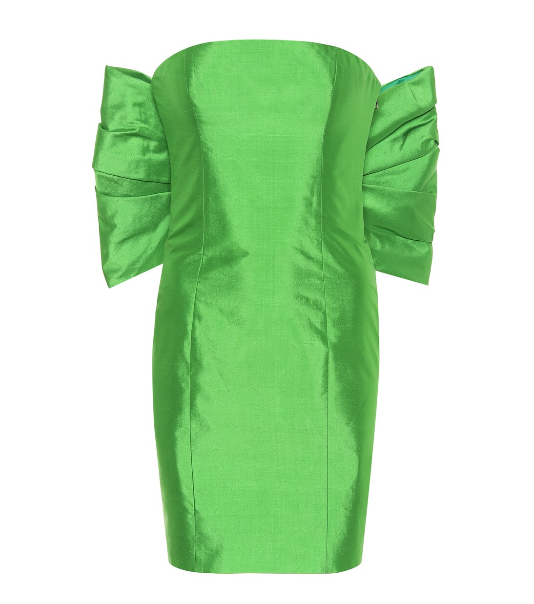 Robe à encolure bardot en satin de soie | Rasario