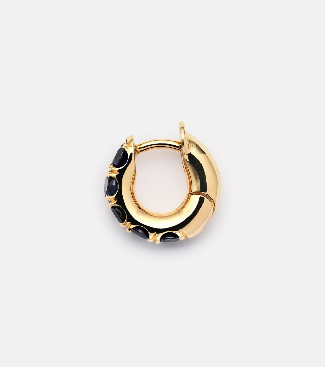 Mini Macro Hoop 18kt yellow gold single earring with sapphires | Spinelli Kilcollin