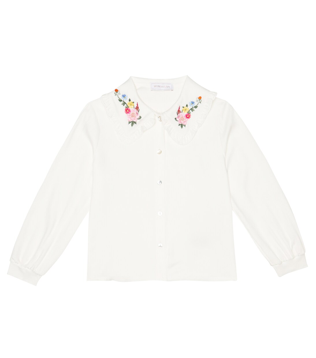 Floral embroidered twill shirt | Monnalisa