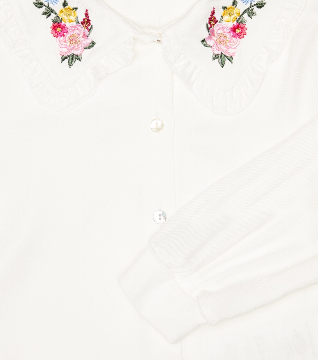 Floral embroidered twill shirt | Monnalisa