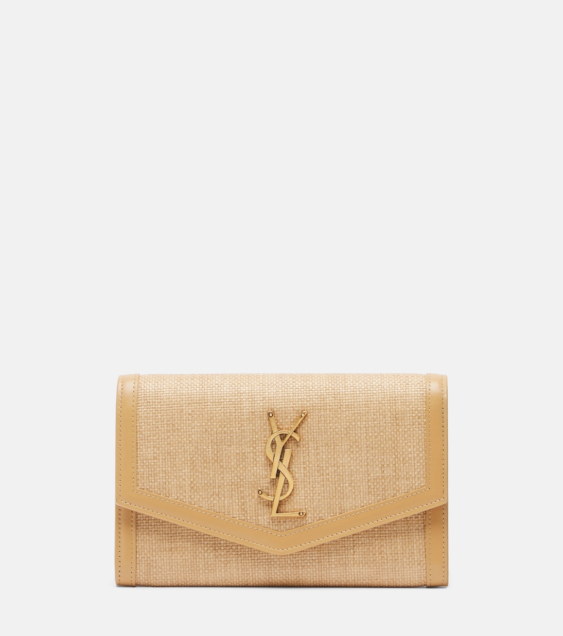 Uptown raffia wallet on chain | Saint Laurent
