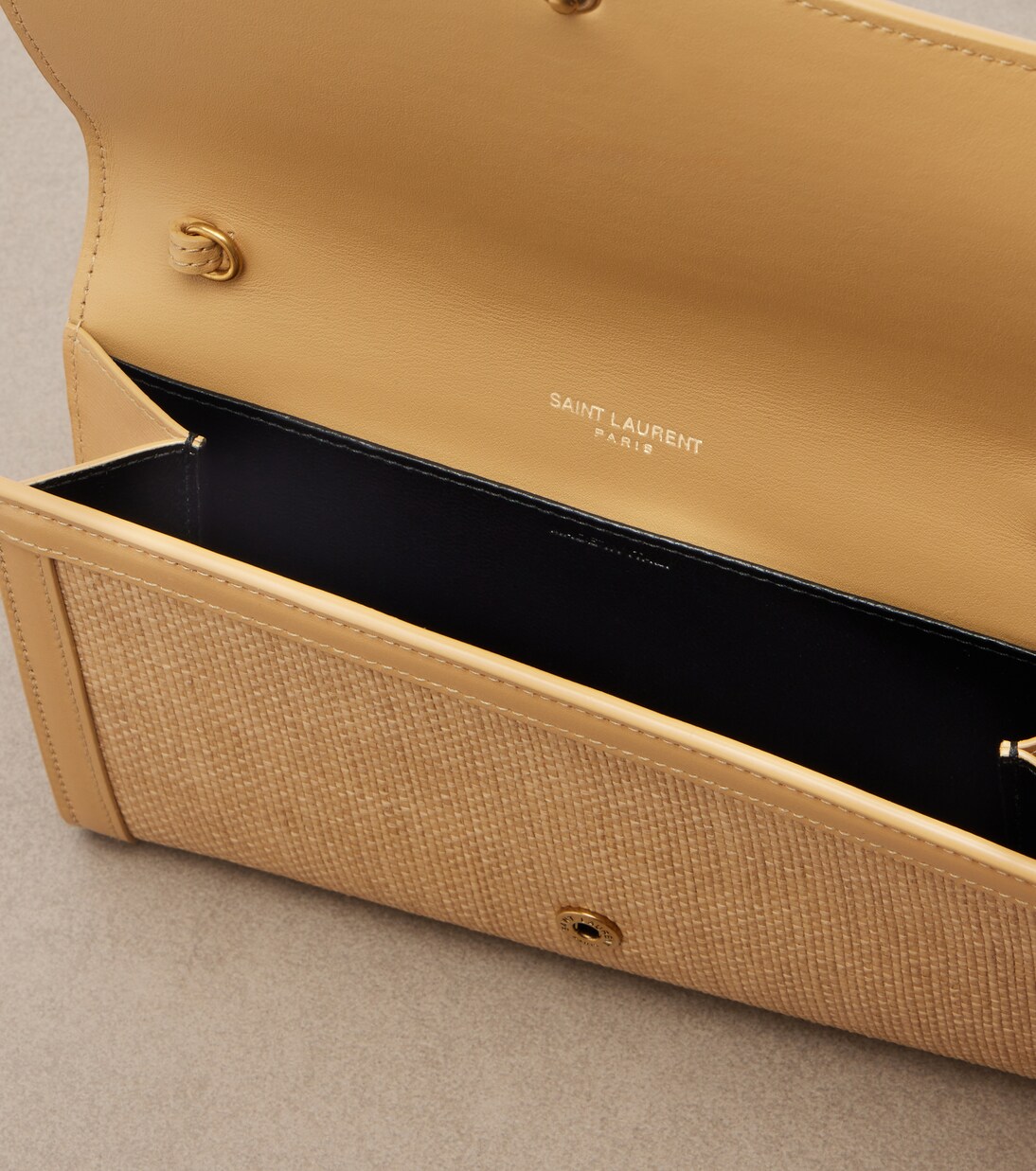 Uptown raffia wallet on chain | Saint Laurent