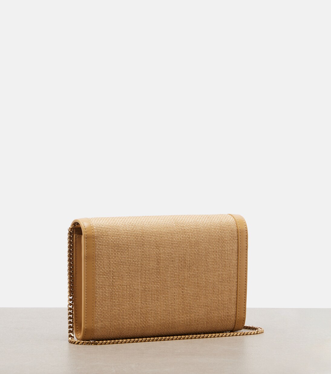 Uptown raffia wallet on chain | Saint Laurent