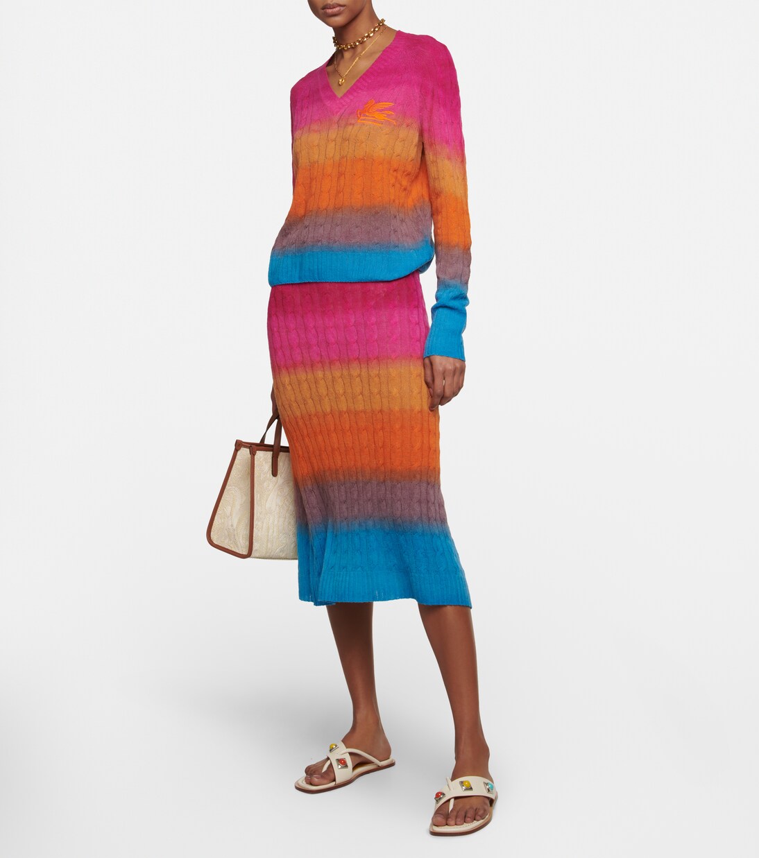 Cable-knit wool midi skirt | Etro