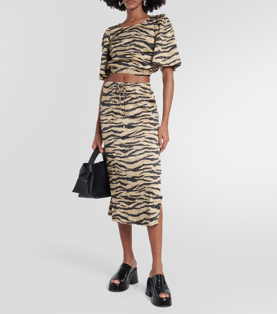 Bedruckter Midirock aus Satin | Ganni