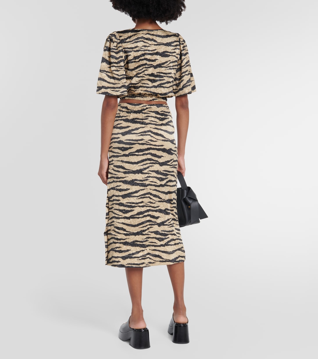 Bedruckter Midirock aus Satin | Ganni