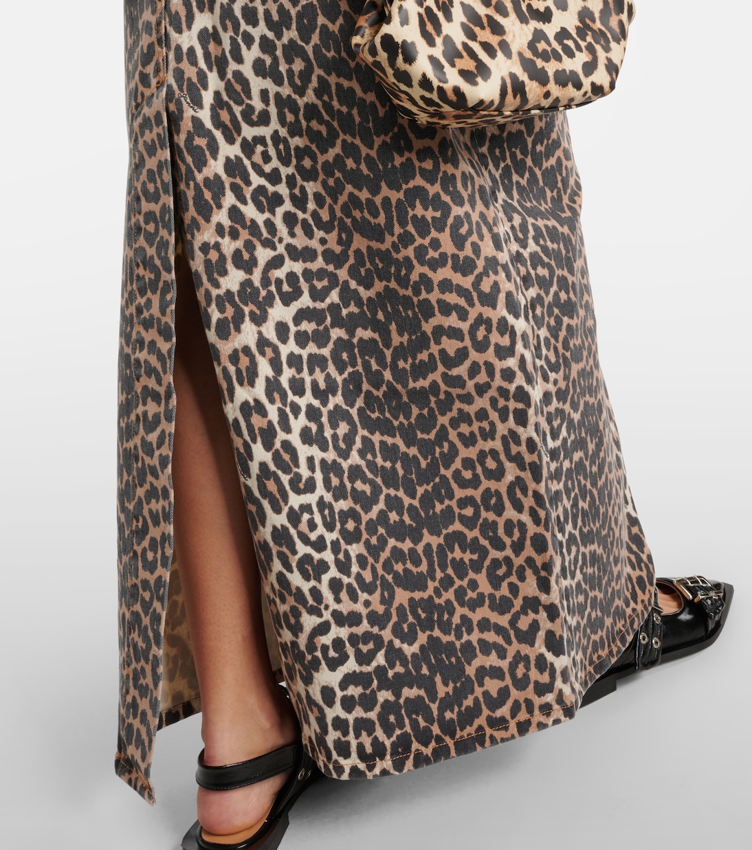 레오파드 프린트 데님 맥시 스커트 | Ganni