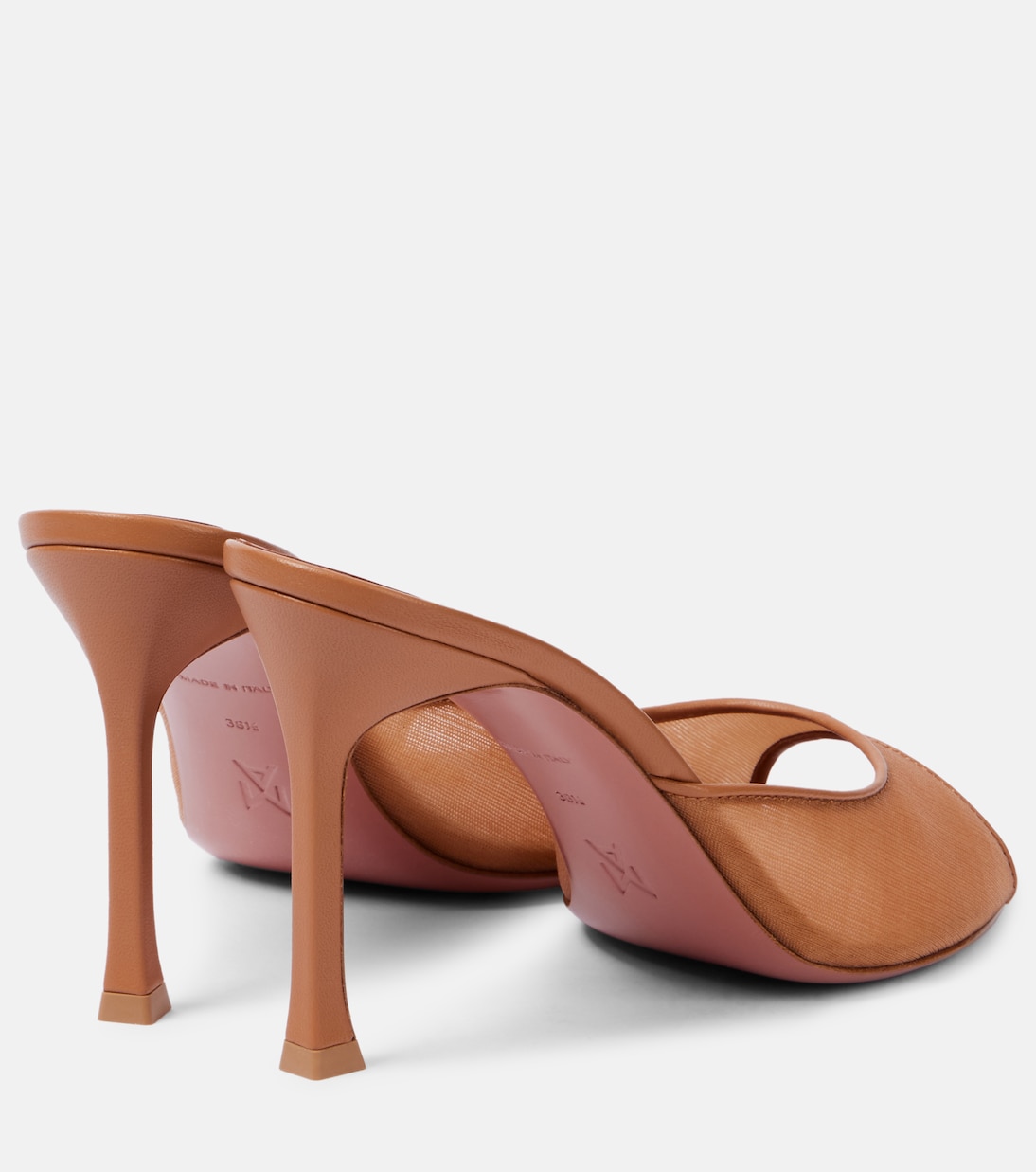 Alexa 95 leather-trimmed mesh mules | Amina Muaddi