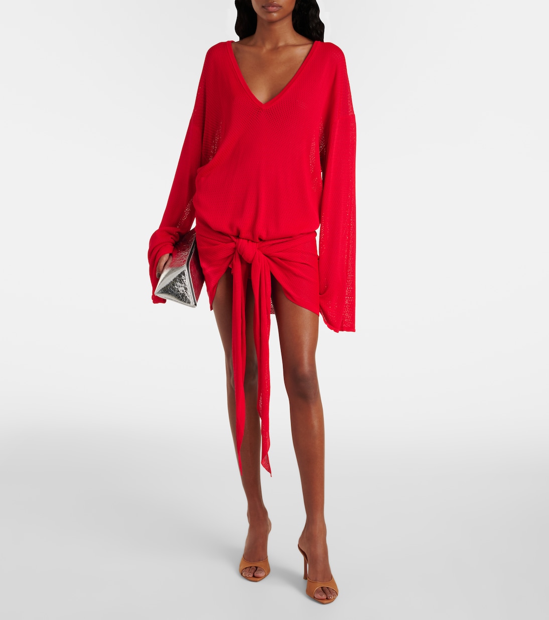 Alexa 95 leather-trimmed mesh mules | Amina Muaddi