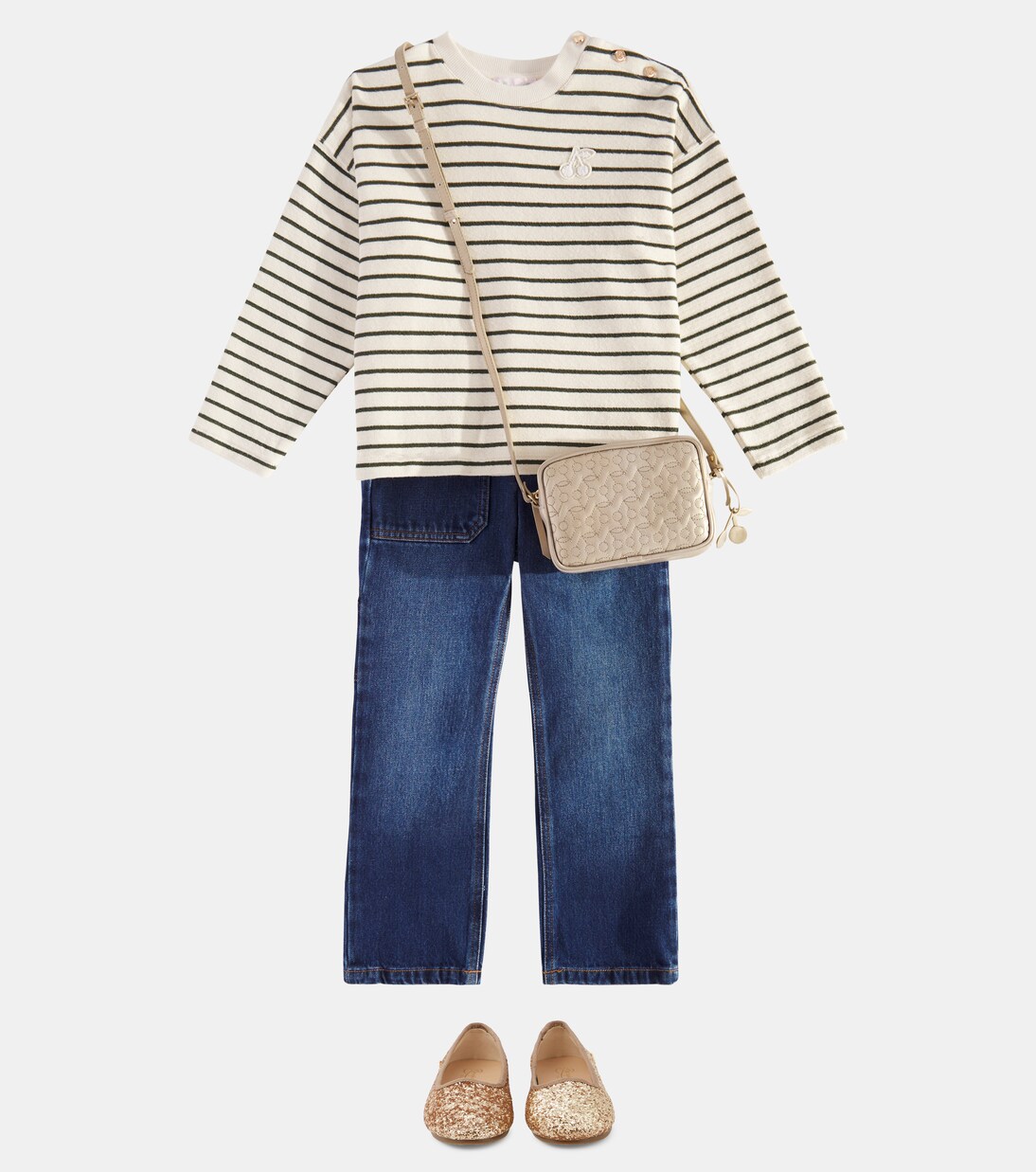 Alimos metallic leather shoulder bag | Bonpoint