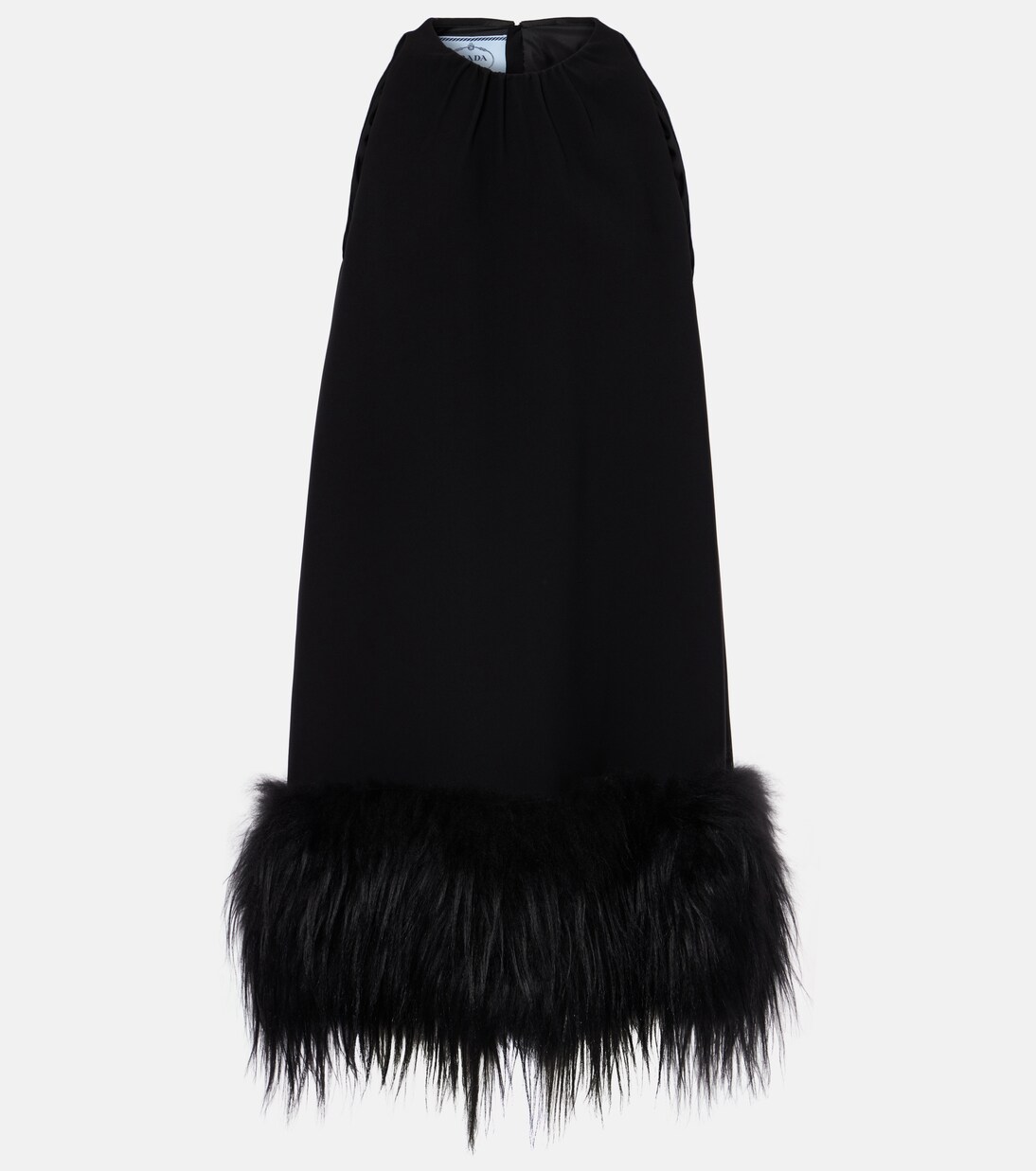 Vestido corto con ribete de plumas | Prada