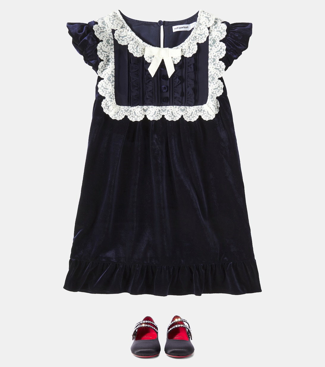 Kleid aus Samt mit Spitze | Self-Portrait Kids