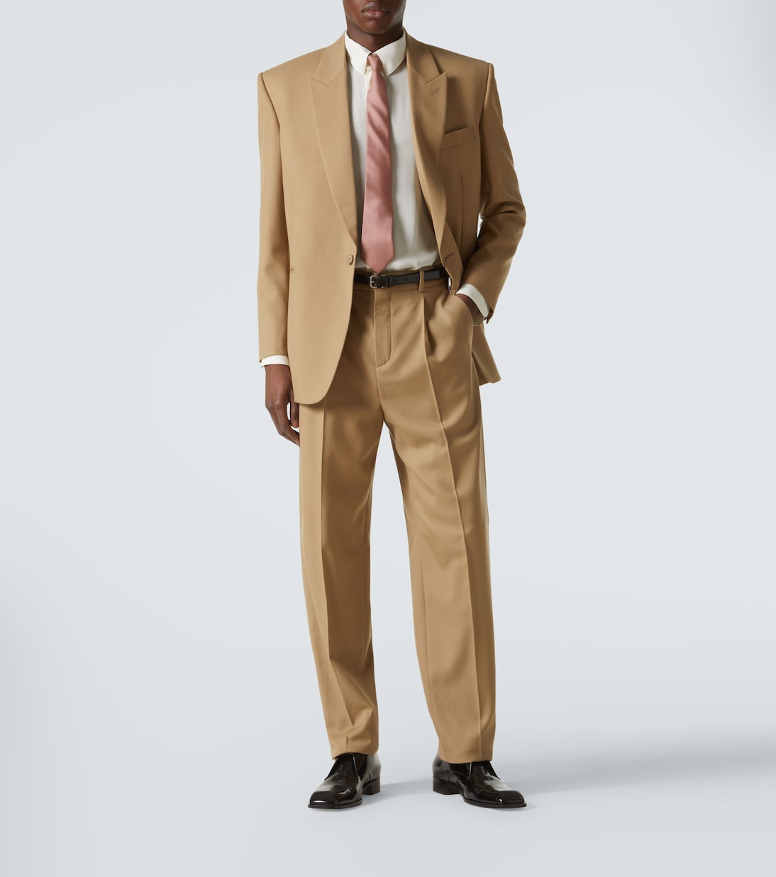 High-rise wool gabardine tapered pants | Saint Laurent