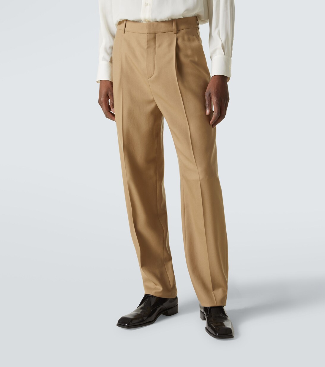 High-rise wool gabardine tapered pants | Saint Laurent