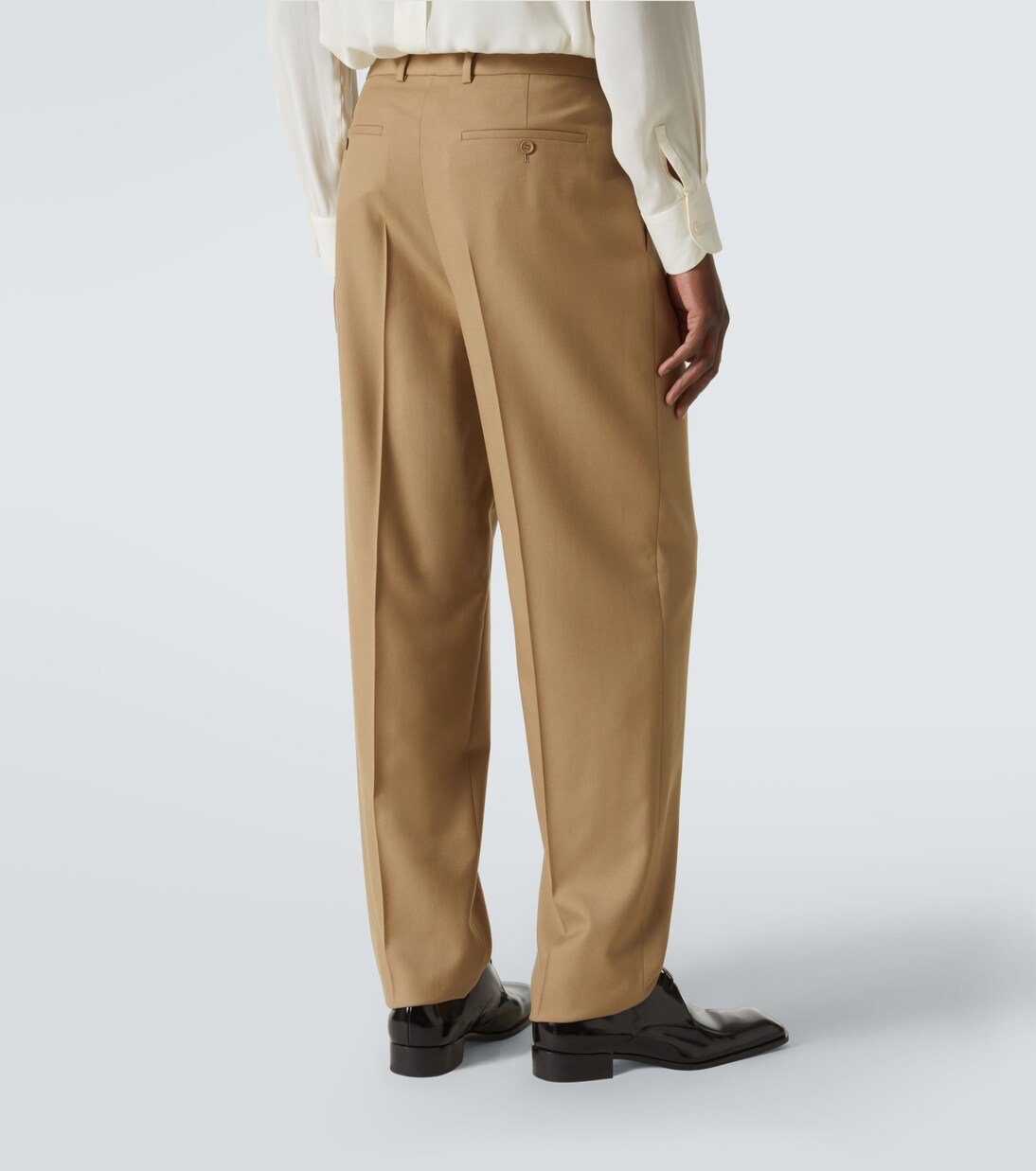 High-rise wool gabardine tapered pants | Saint Laurent