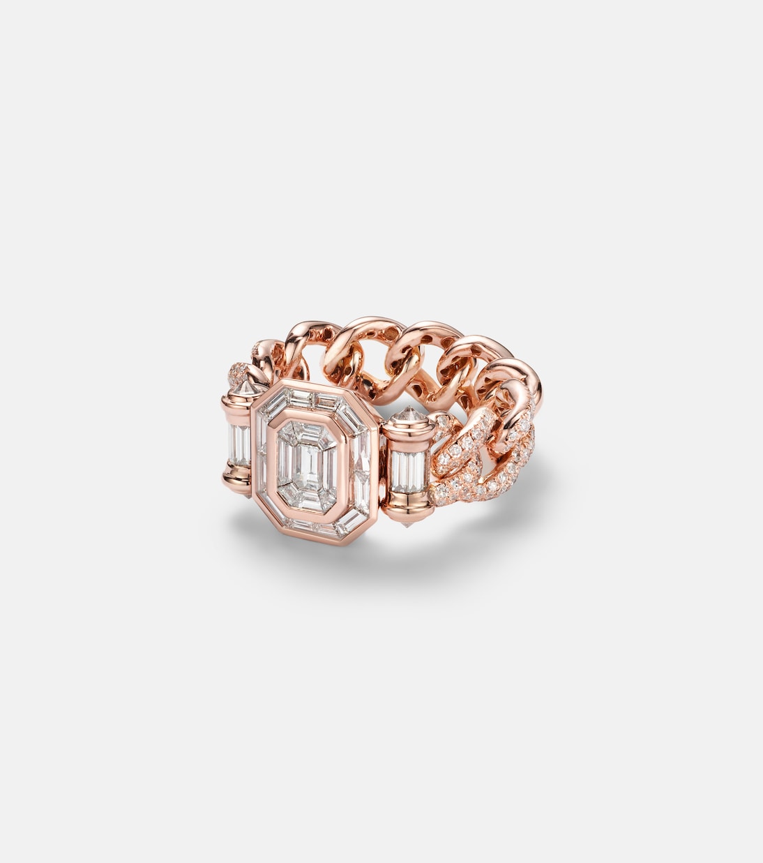 Bague Halo Link en or rose 18 ct et diamants | Shay Jewelry
