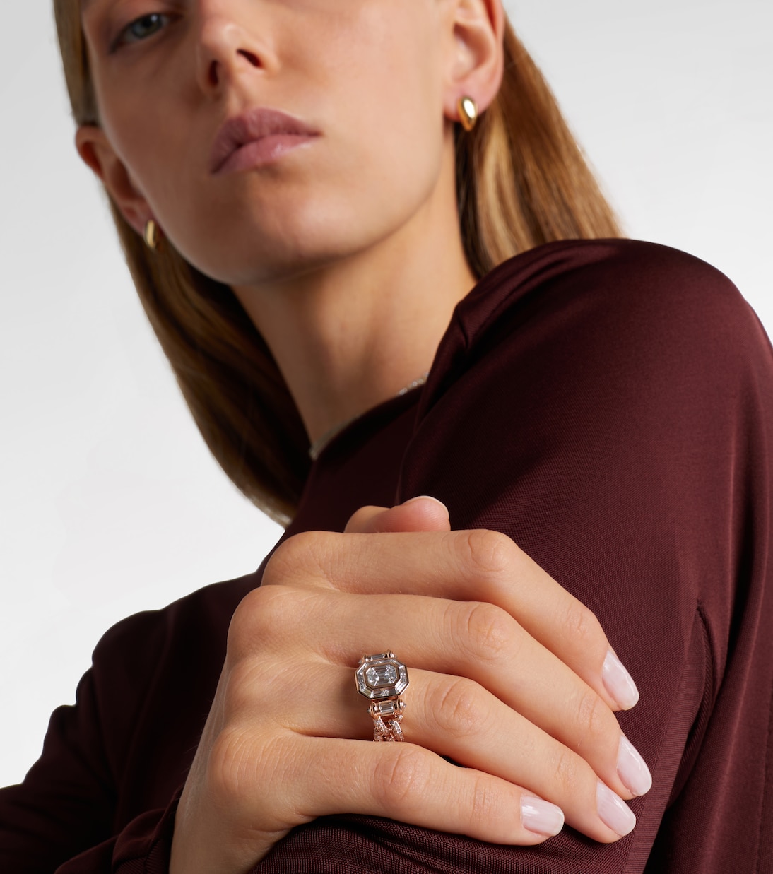Bague Halo Link en or rose 18 ct et diamants | Shay Jewelry