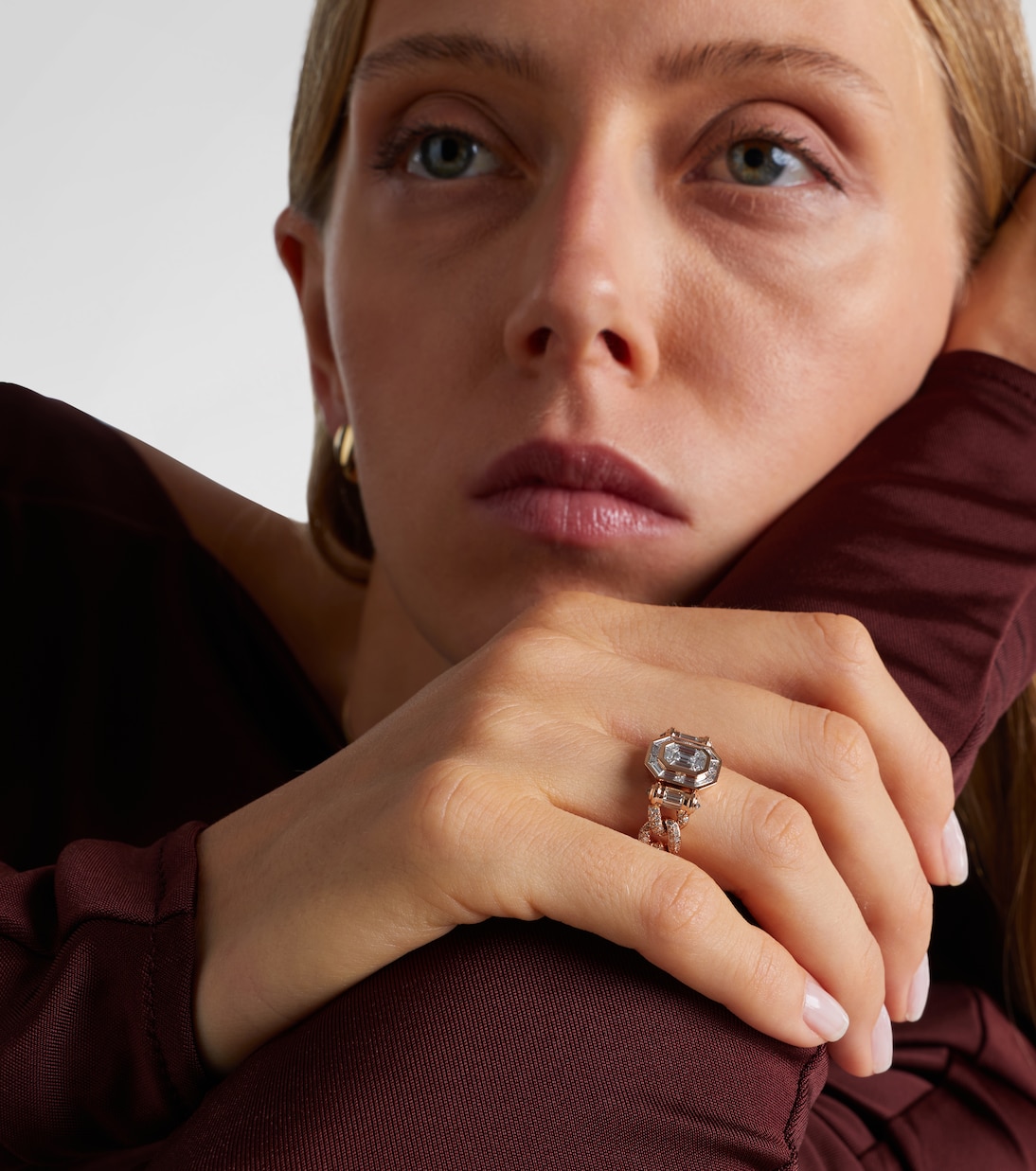 Bague Halo Link en or rose 18 ct et diamants | Shay Jewelry