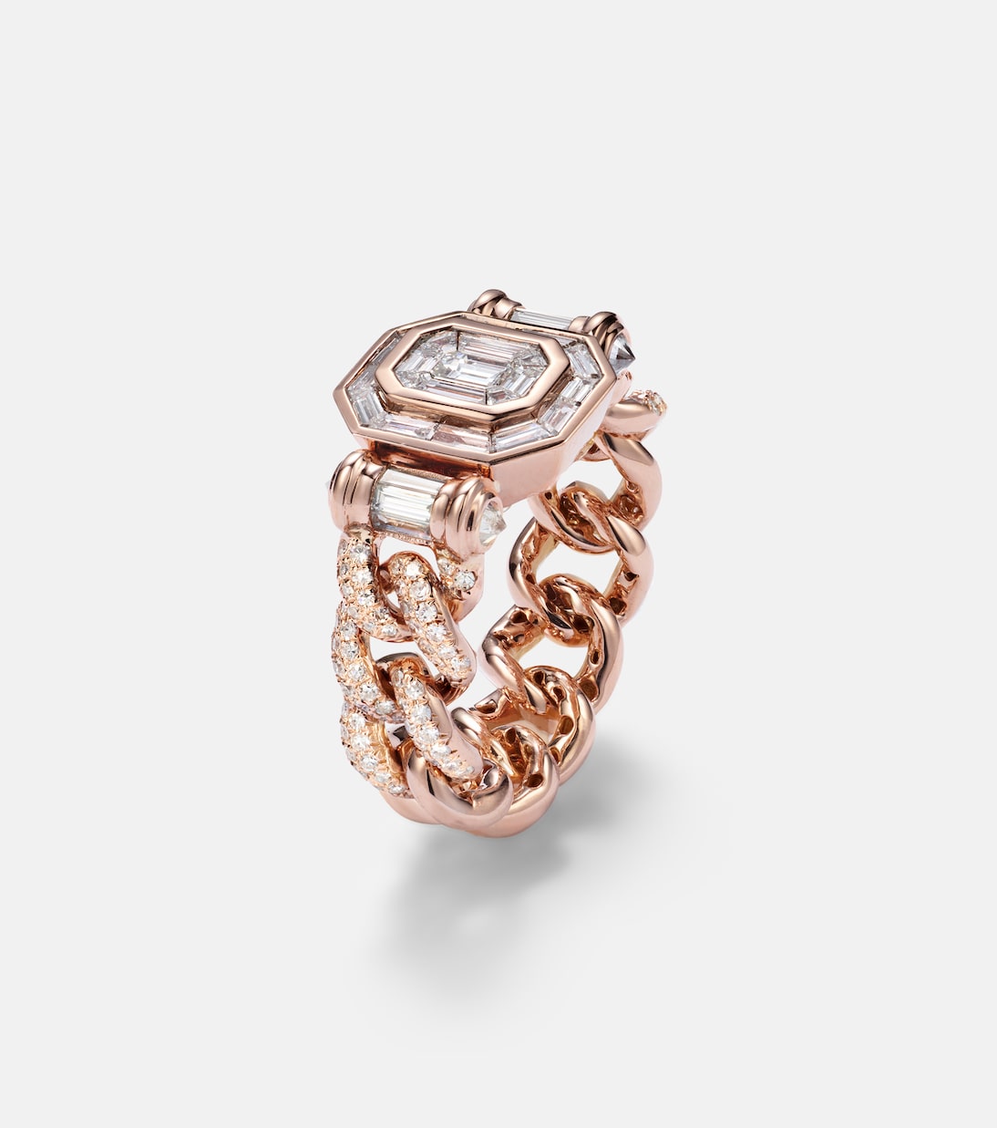 Bague Halo Link en or rose 18 ct et diamants | Shay Jewelry