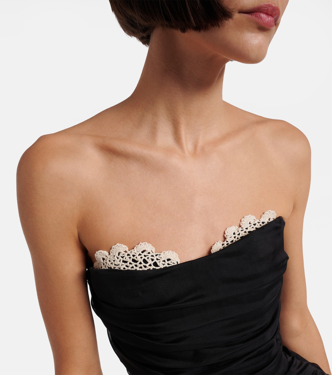 Crochet-trimmed silk minidress | Magda Butrym