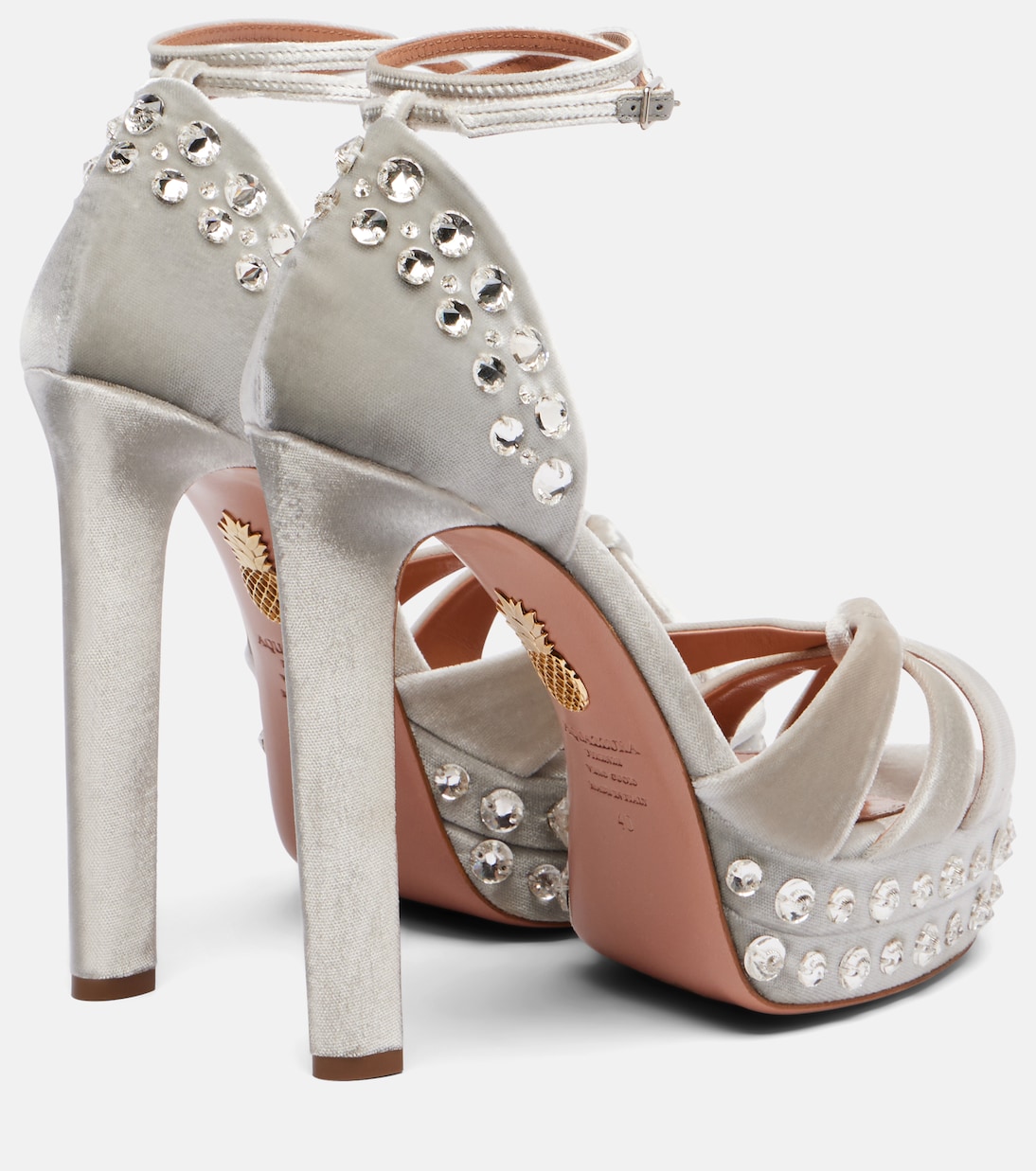 Sandales Cosmic Love 130 à plateau en velours | Aquazzura