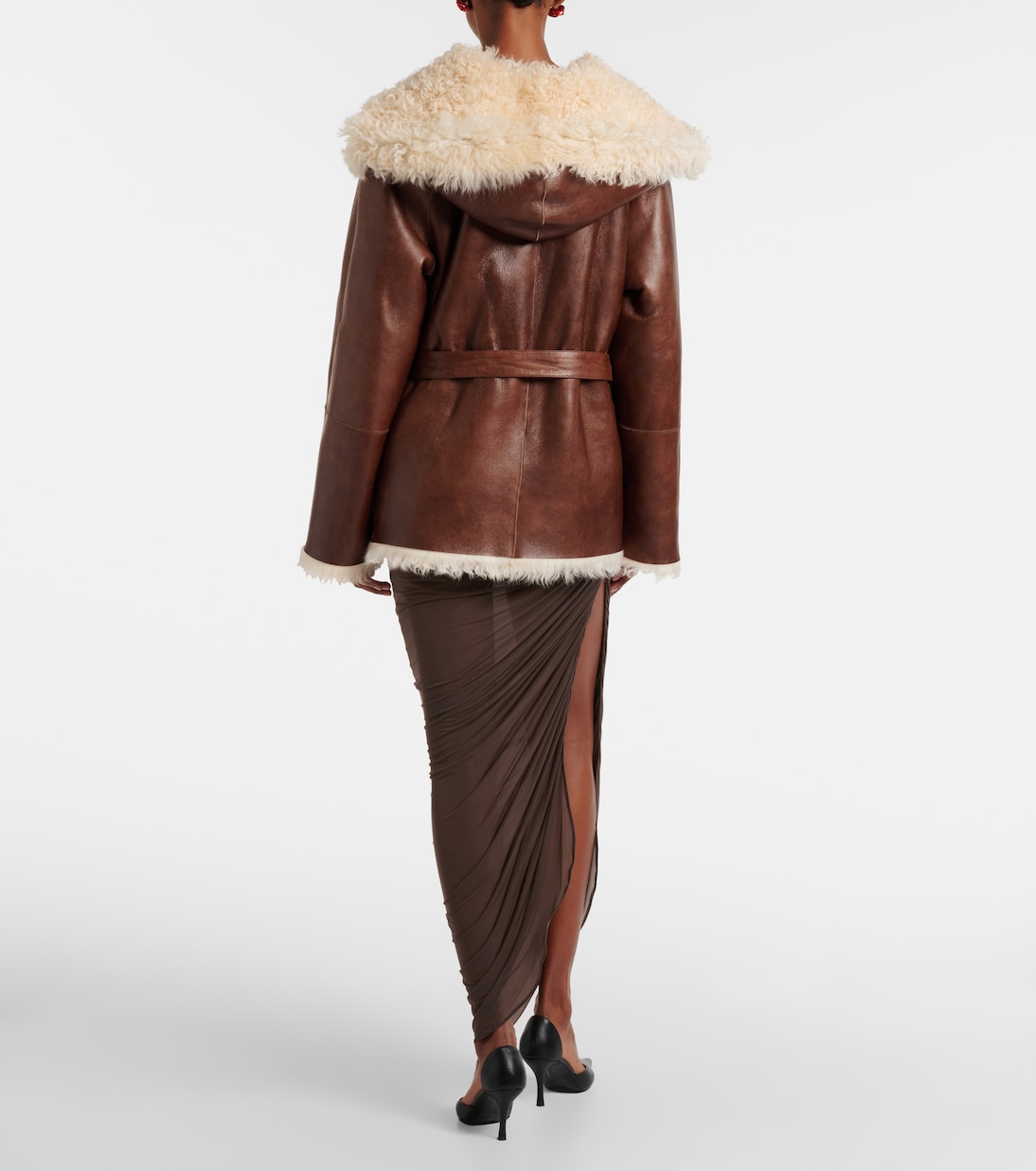Shearling-trimmed leather jacket | Magda Butrym