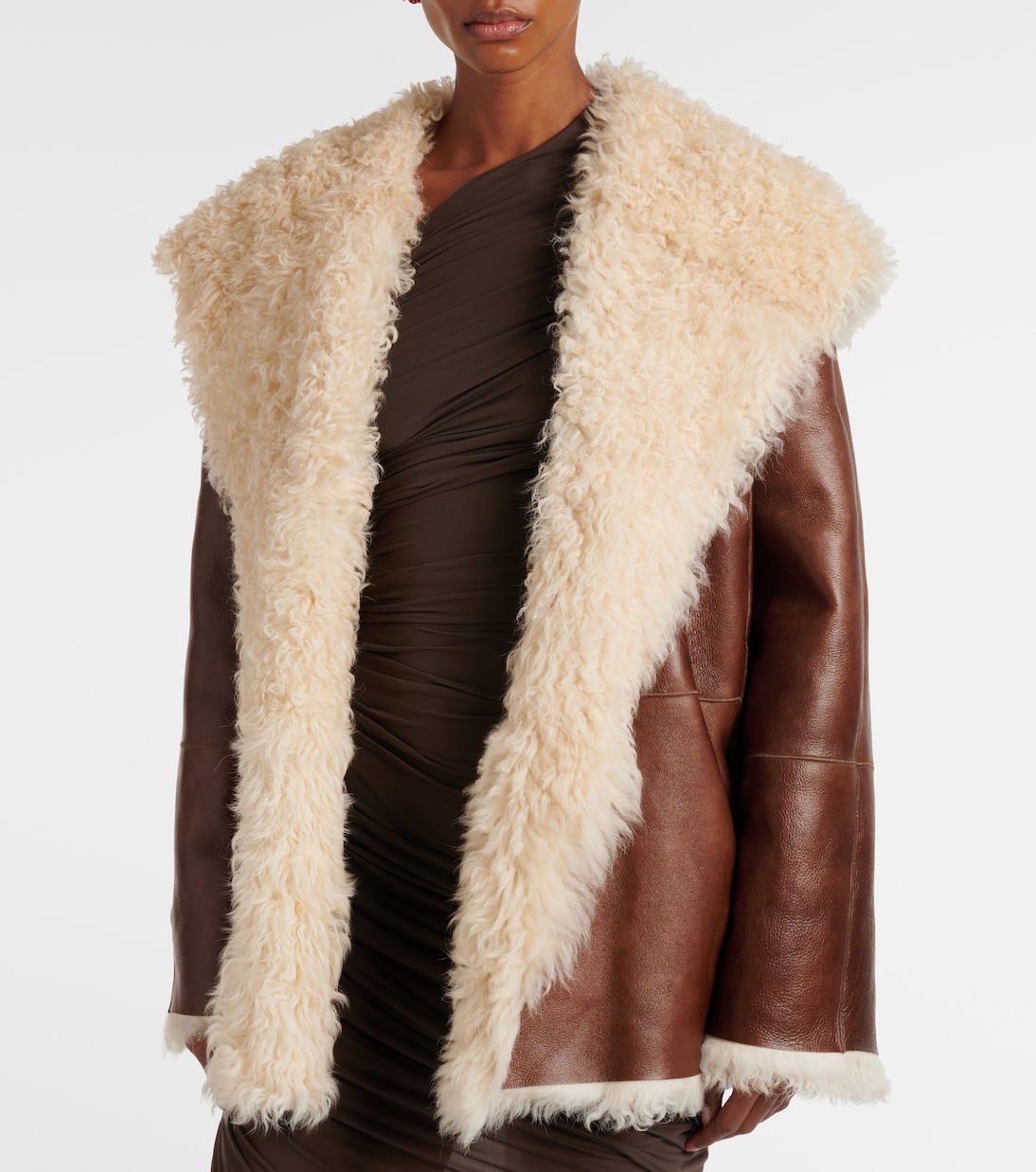 Shearling-trimmed leather jacket | Magda Butrym