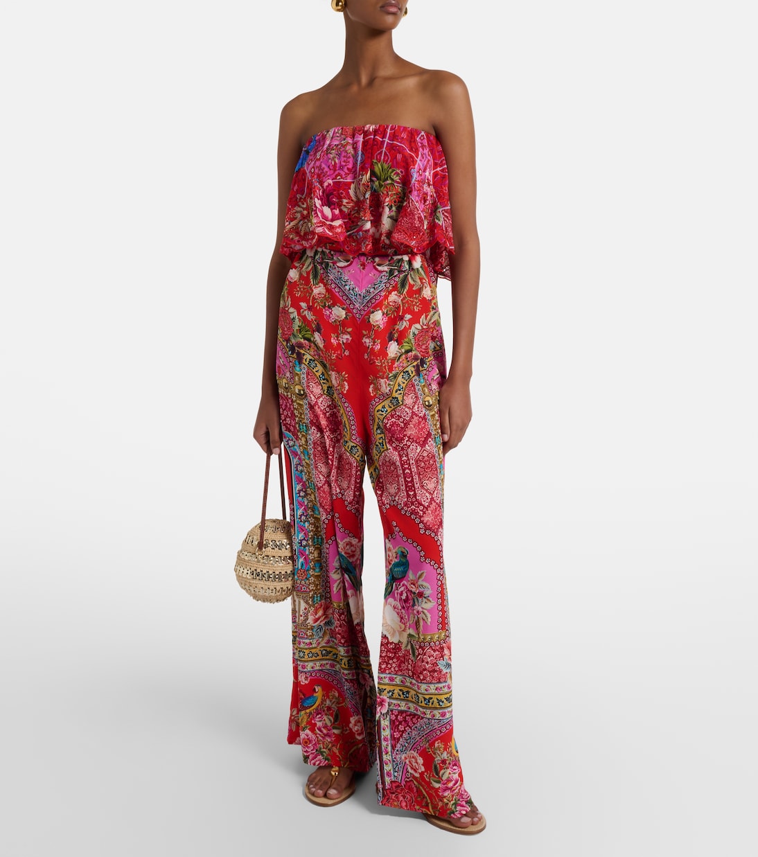 Embellished printed silk crêpe jumpsuit | Camilla
