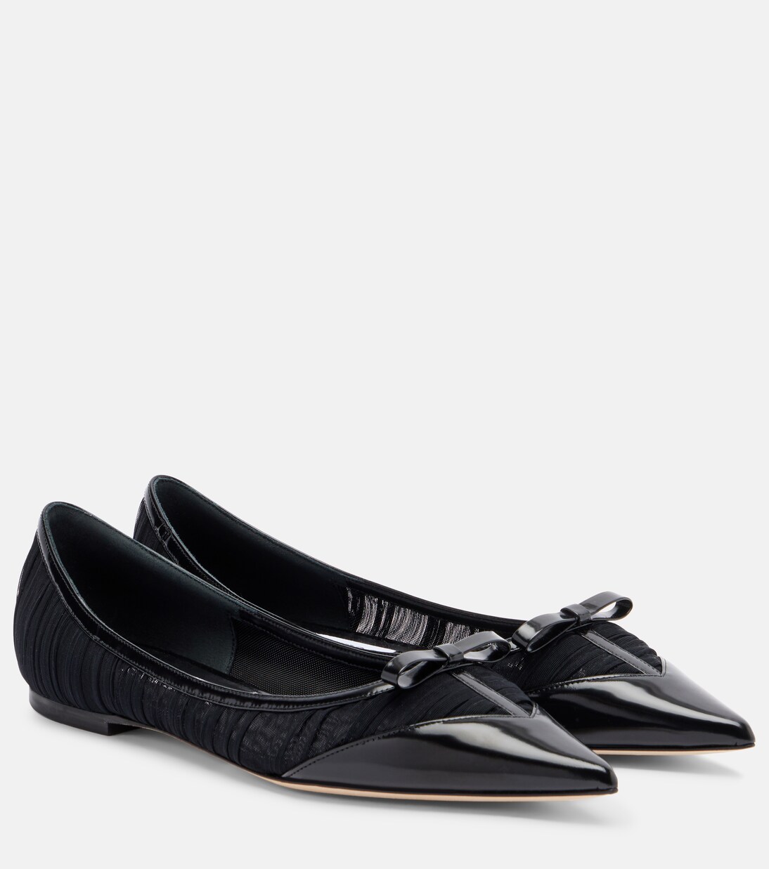 Love leather-trimmed mesh ballet flats | Jimmy Choo