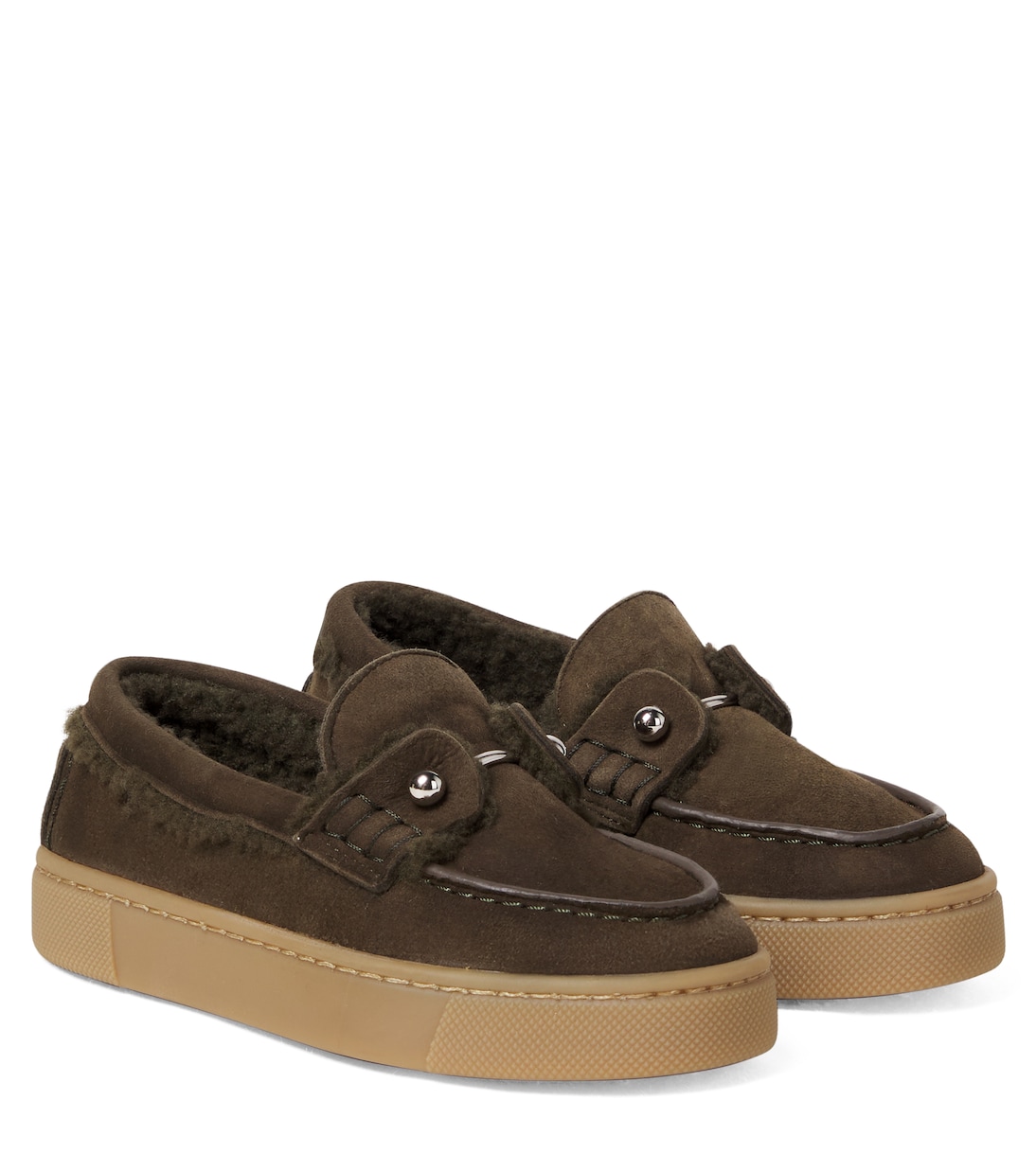 Chambelikid shearling-lined suede loafers | Christian Louboutin Kids