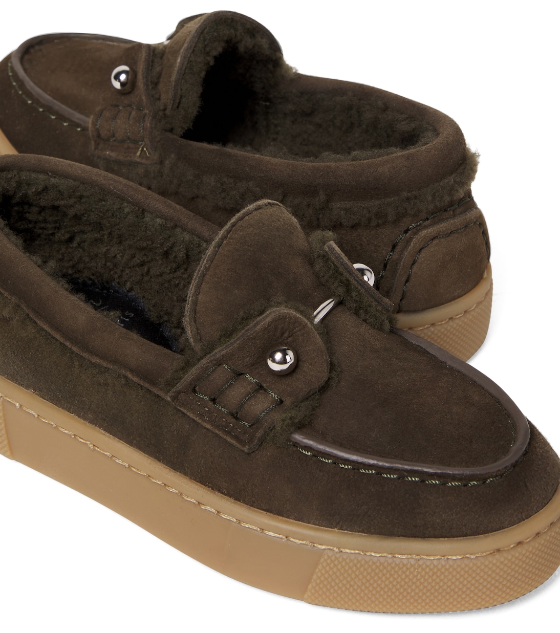 Chambelikid shearling-lined suede loafers | Christian Louboutin Kids