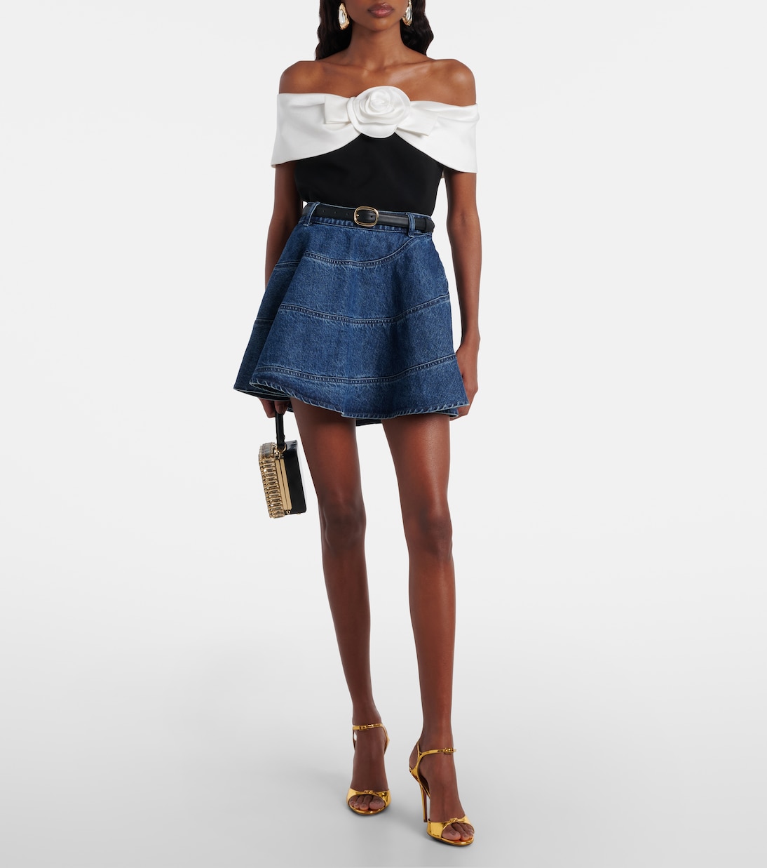 Off-Shoulder-Top aus Crêpe | Self-Portrait