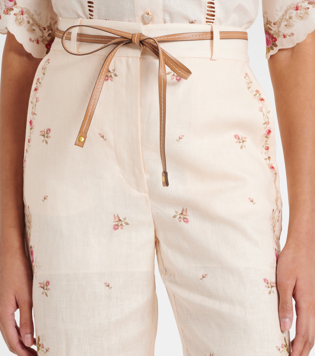 Pantaloni flared Patience in lino con stampa floreale | Zimmermann