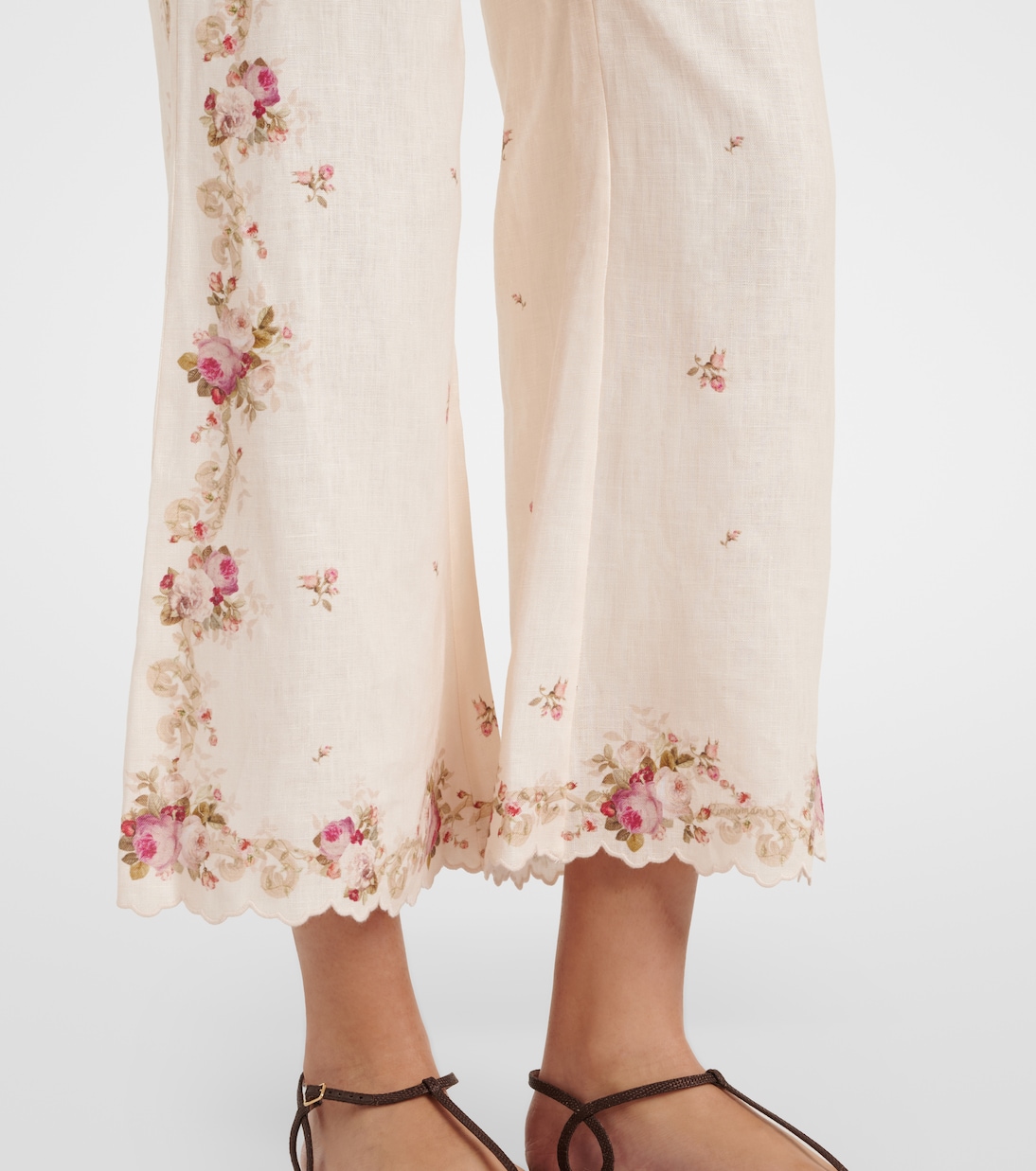Pantaloni flared Patience in lino con stampa floreale | Zimmermann
