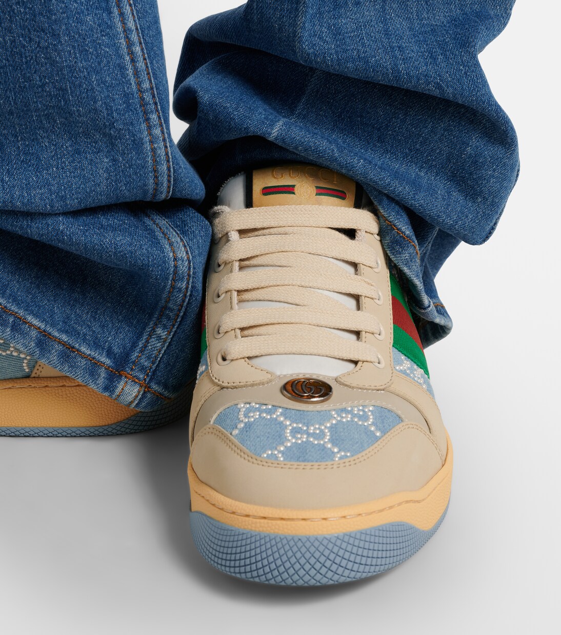 Screener faux pearl-embellished mules | Gucci