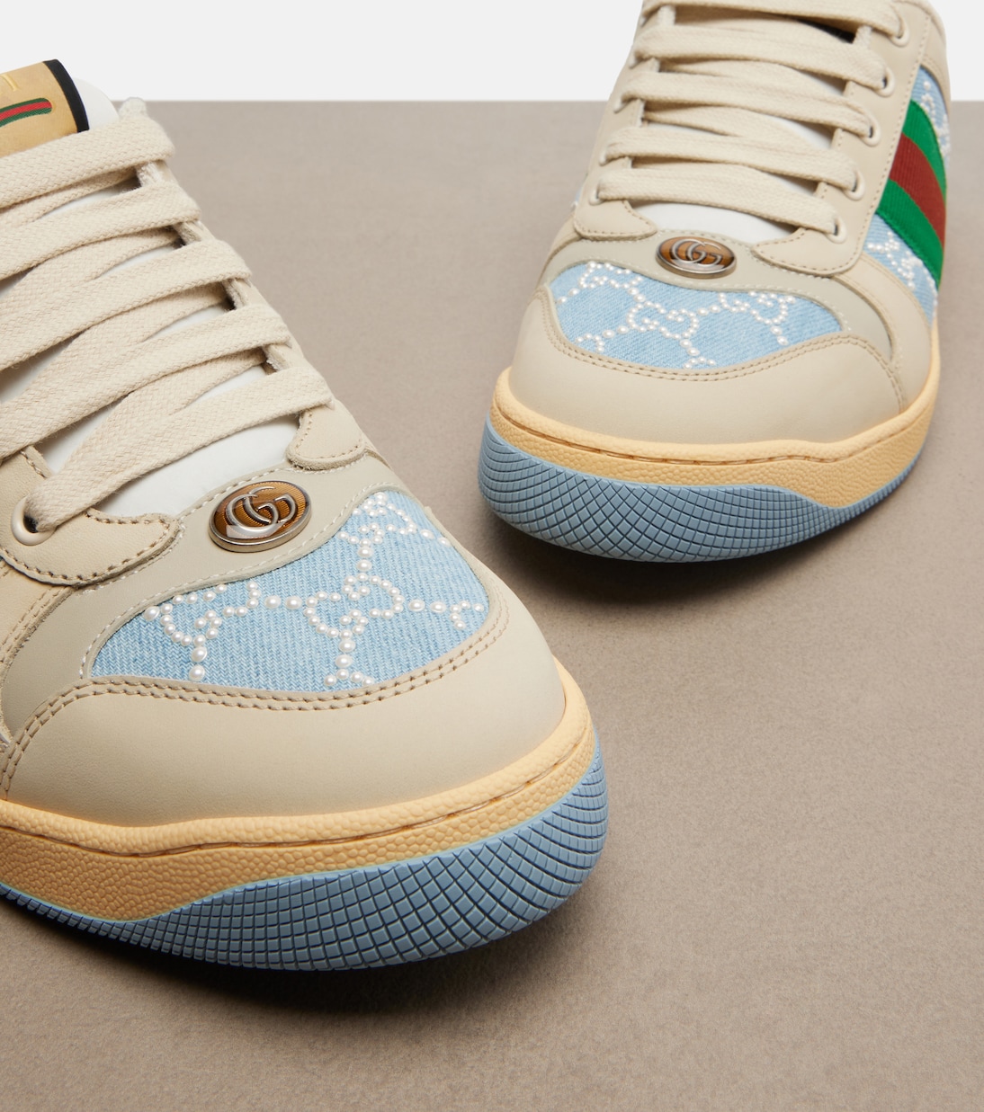 Screener faux pearl-embellished mules | Gucci