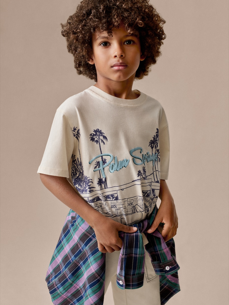 T-shirt Eidan Palm Springs in jersey di cotone | Bonpoint